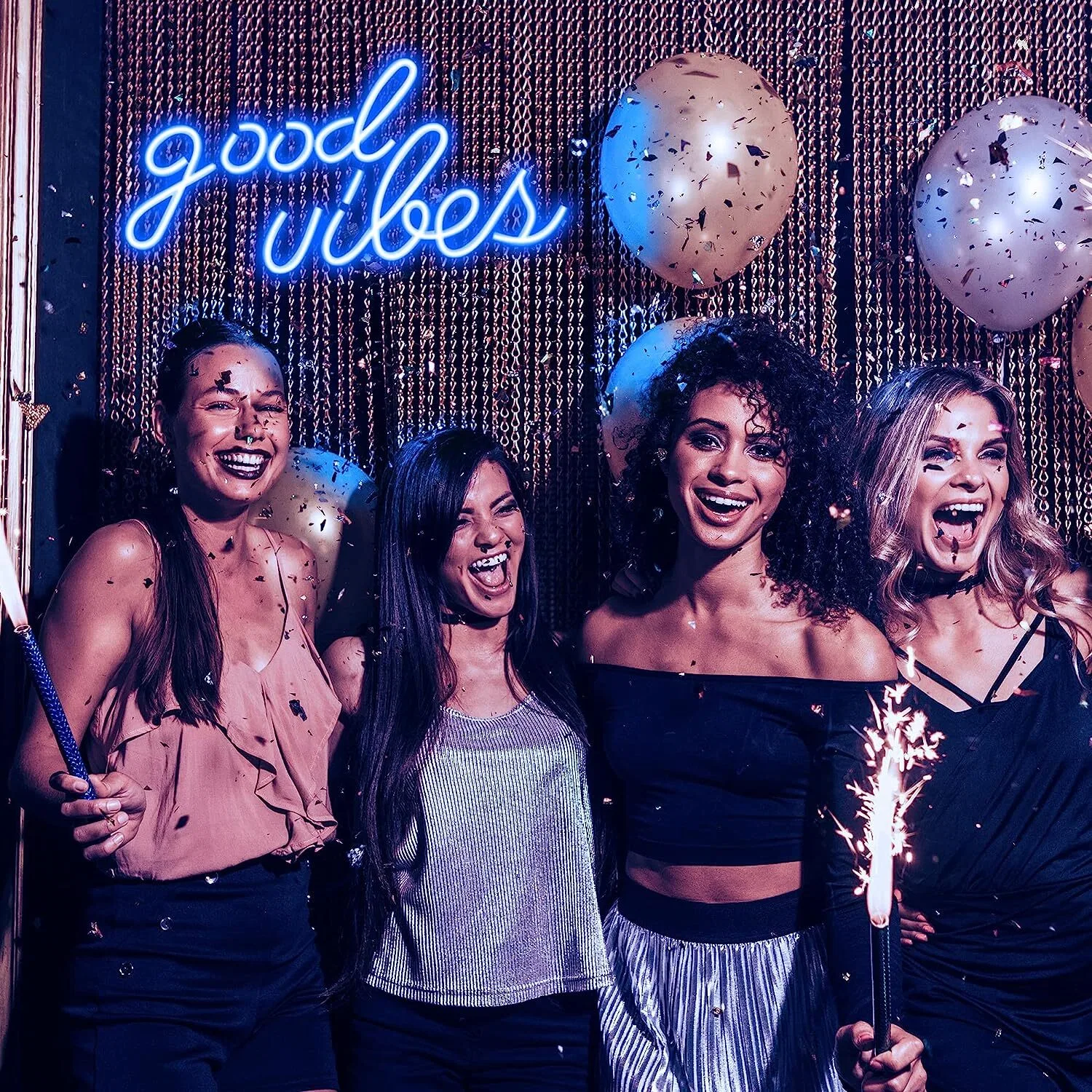 картинка Неоновая вывеска Good Vibes lapalife, Синий от магазина Одежда+