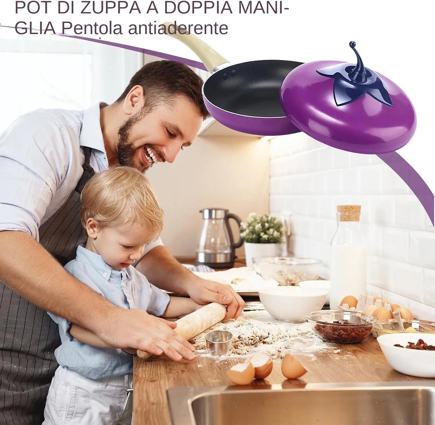 картинка Кастрюля-кокотница 14x25.5x14 см алюминиевая ZHUMCCY, Aubergine от магазина Одежда+