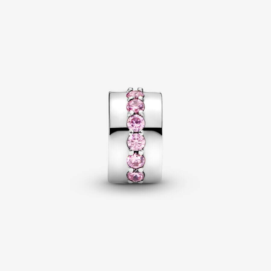 картинка Шарм-клипса Pandora Sparkling Row, серебро/розовый цирконий от магазина Одежда+