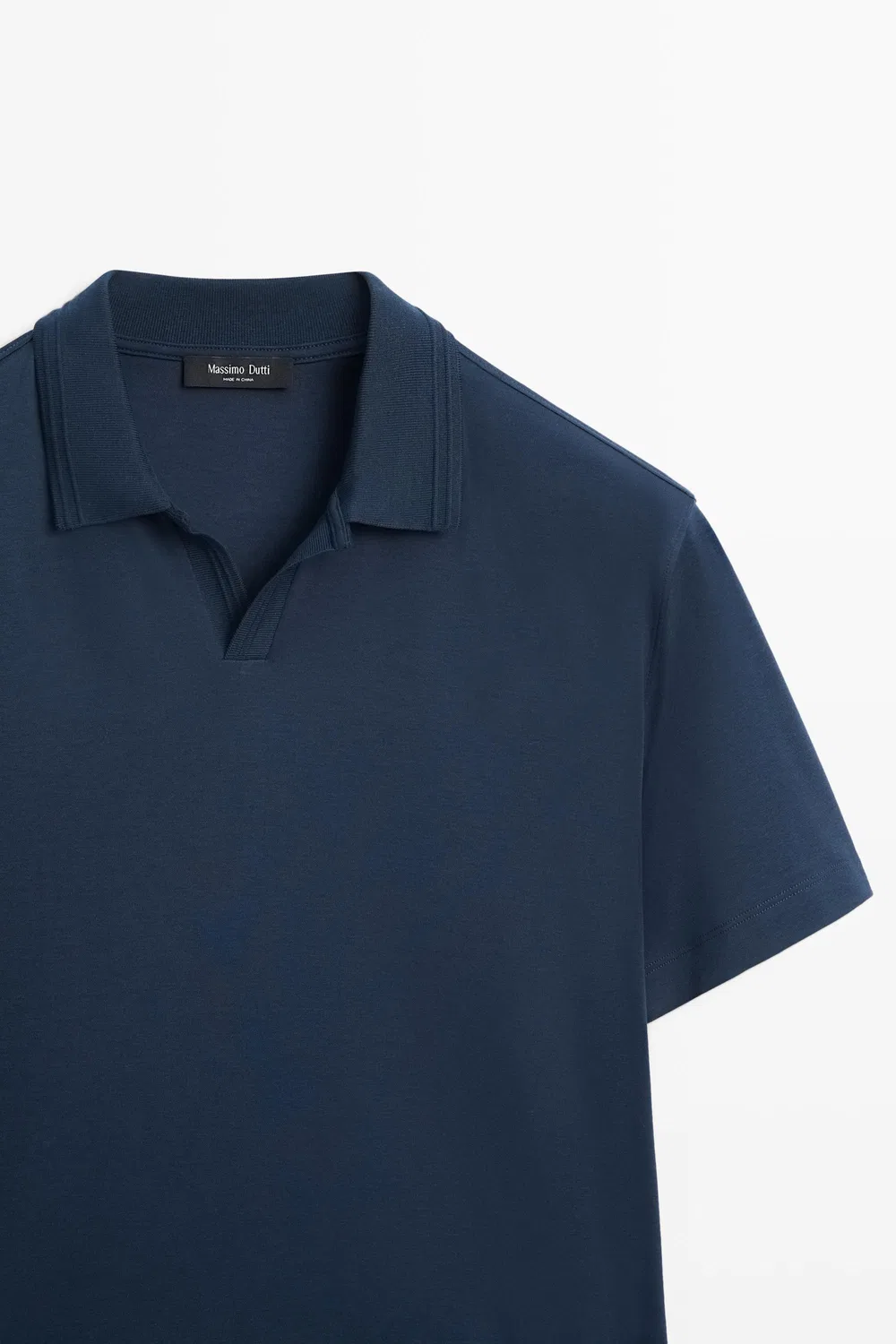 картинка Рубашка поло трикотажная Massimo Dutti, с V-образным вырезом, синий от магазина Одежда+