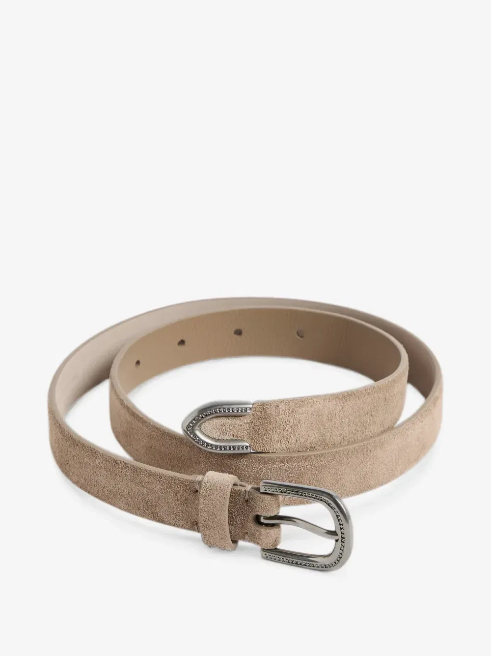 картинка Замшевый ремень с отделкой Monili Brunello Cucinelli Kids, бежевый от магазина Одежда+
