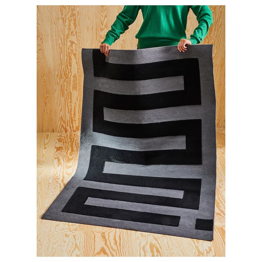 картинка Ковер Ikea Blaskata, 105x160 см, черный/серый от магазина Одежда+