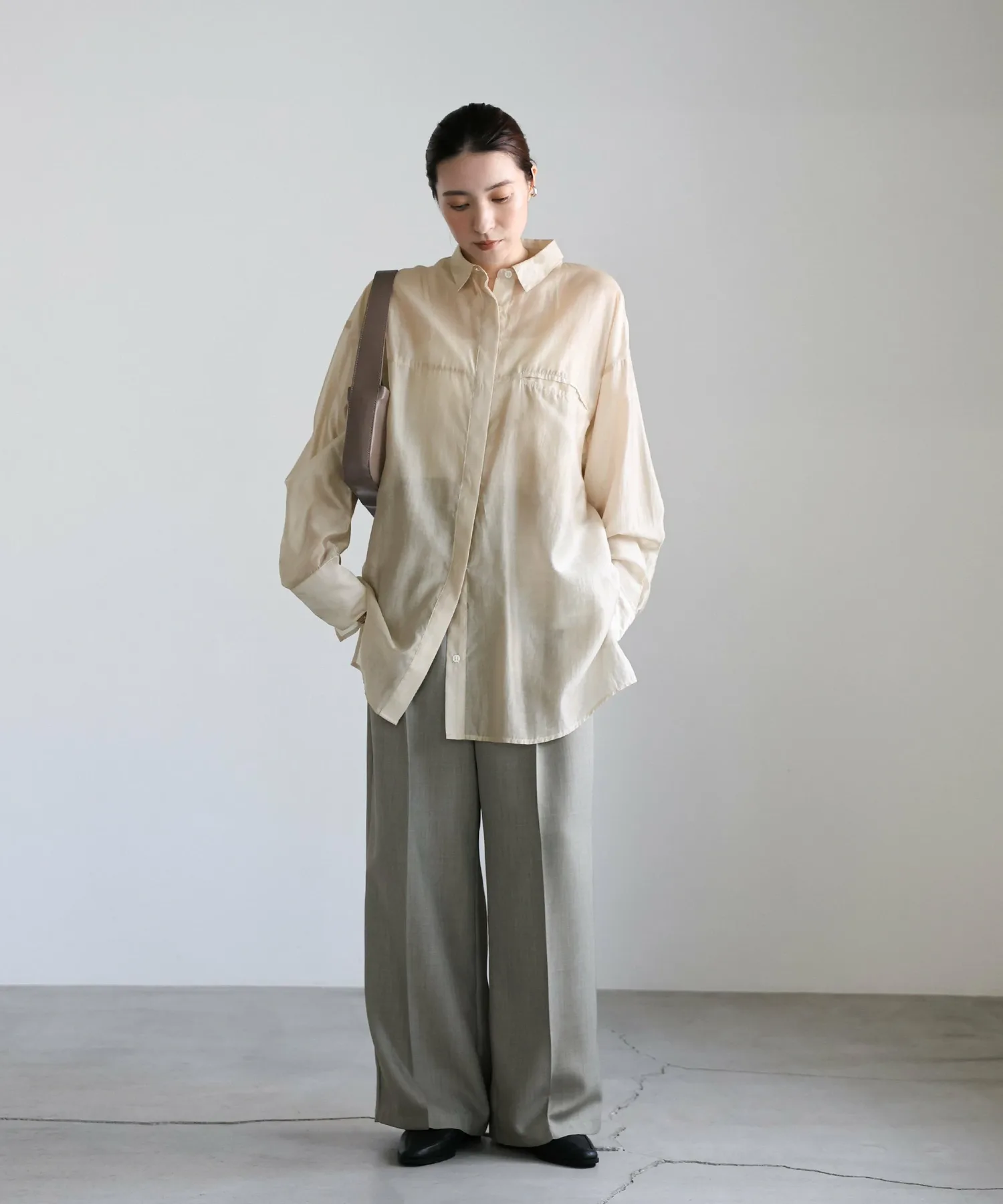картинка Прозрачная рубашка оверсайз Select Moca, Beige-01 от магазина Одежда+