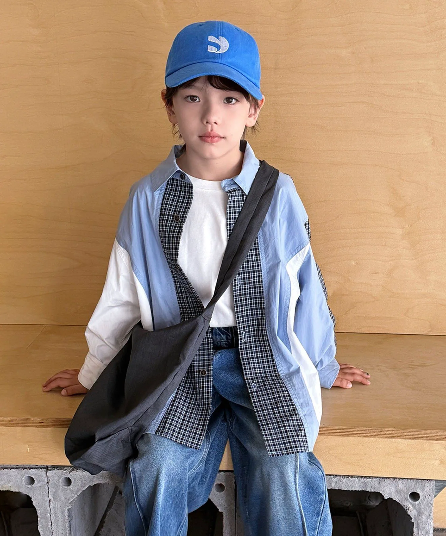 картинка Рубашка в клетку с блочным рисунком Aimoha Kids, blue от магазина Одежда+