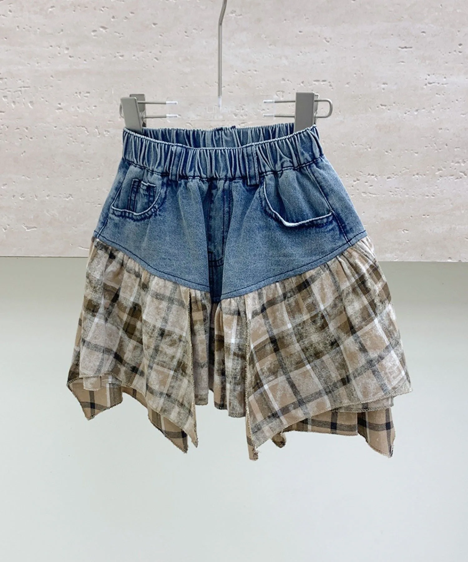 картинка Джинсовая юбка в клетку Aimoha Kids, blue от магазина Одежда+