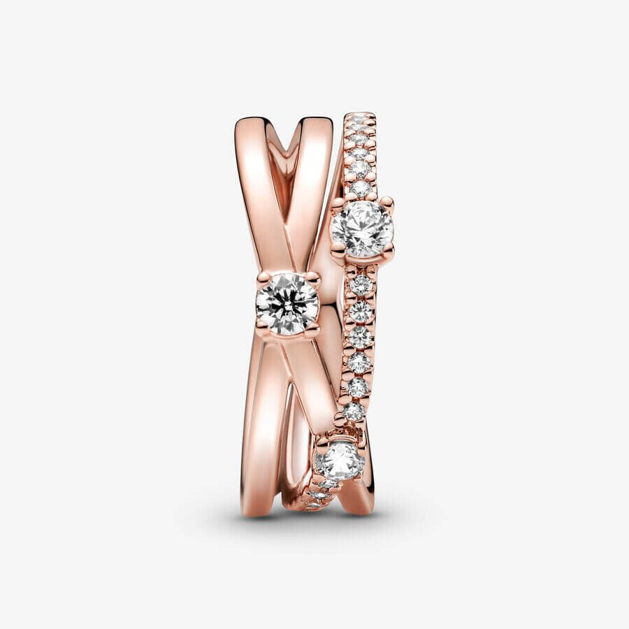 картинка Кольцо Pandora Timeless Sparkling Triple Band, розовое золото от магазина Одежда+