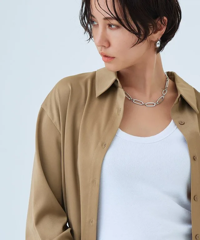 картинка Базовая атласная рубашка Rasw, beige от магазина Одежда+