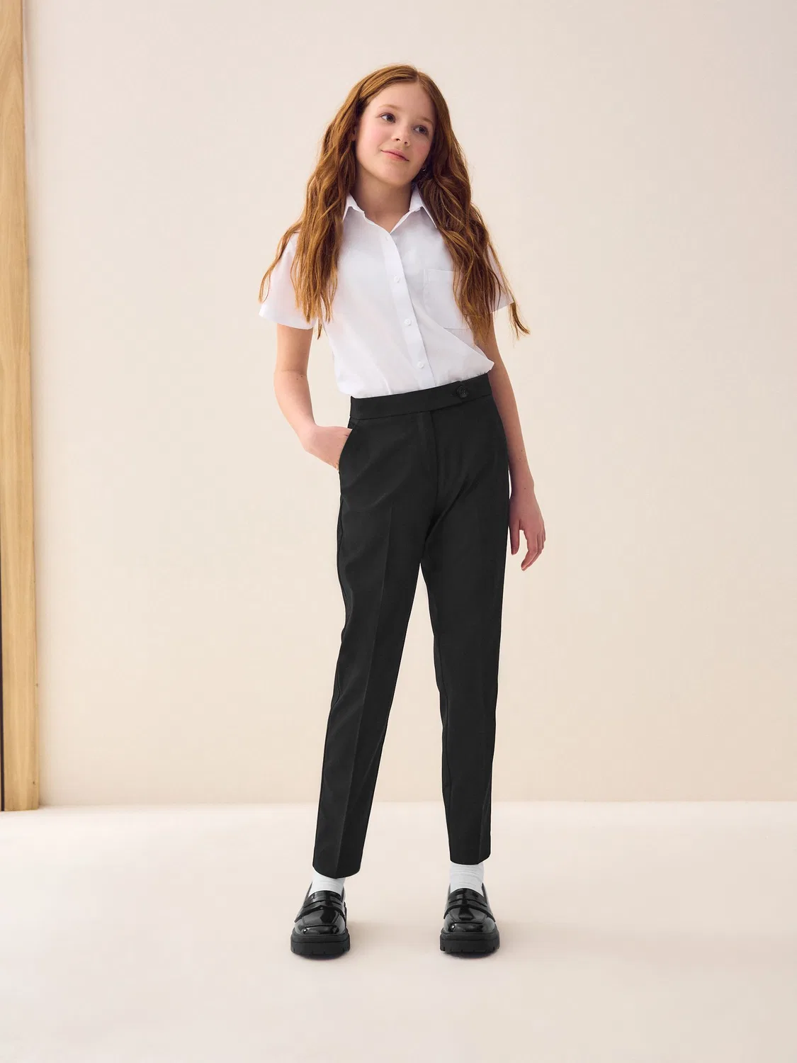 картинка Брюки школьные, зауженные, Black Plain Front School Trousers Next, черный от магазина Одежда+