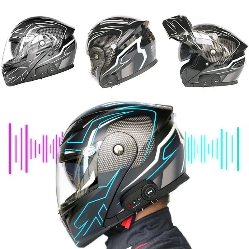 картинка Мотоциклетный шлем-трансформер с Bluetooth Letetexi, B от магазина Одежда+