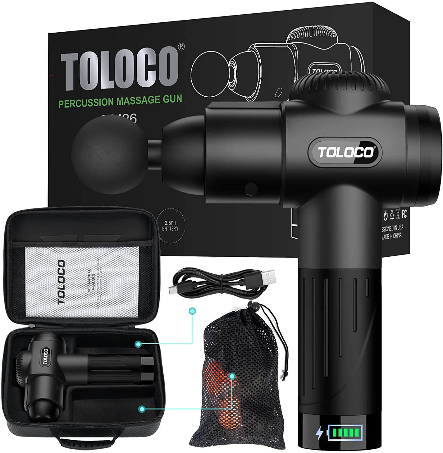 картинка Массажер перкуссионный Toloco EM26 Handheld Deep Tissue, черный от магазина Одежда+