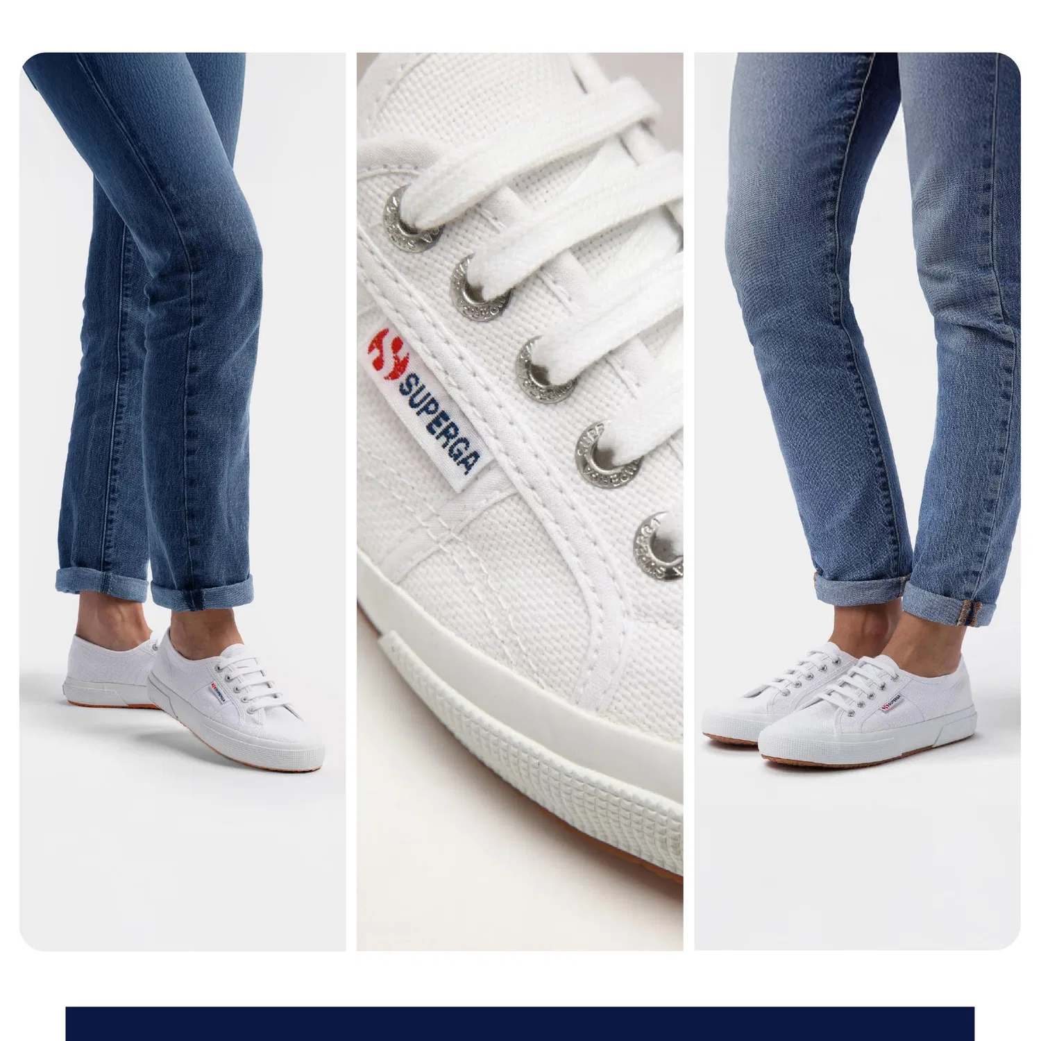 картинка Детские кеды для девочек с контрастной отделкой Superga, White от магазина Одежда+