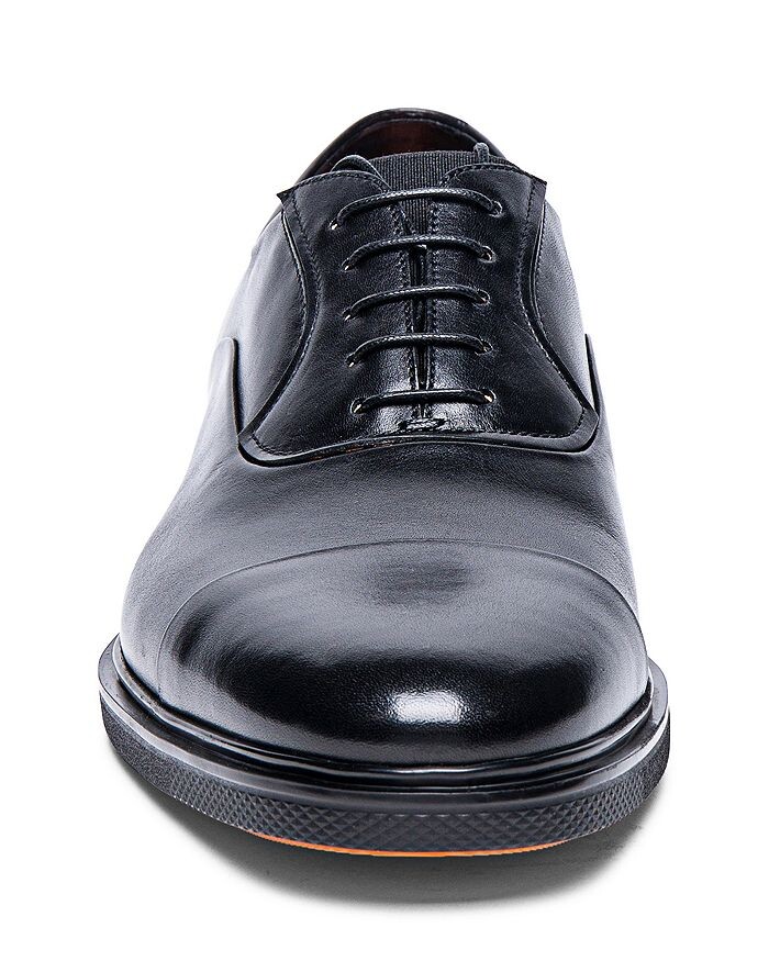 картинка Мужские модельные туфли Santoni с легким носком и шнуровкой, черный от магазина Одежда+