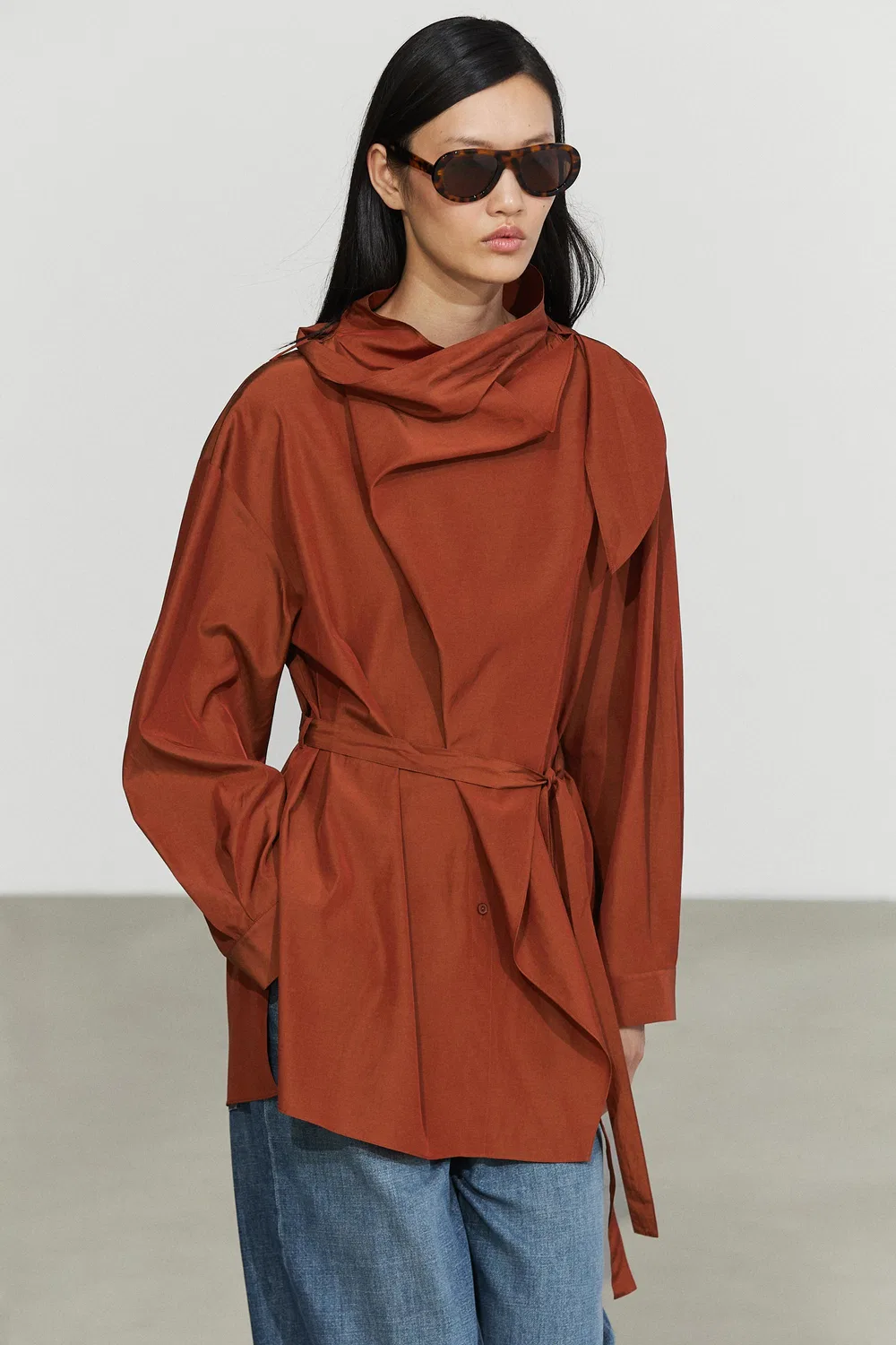 картинка Блузка Massimo Dutti, с завязками, copper от магазина Одежда+