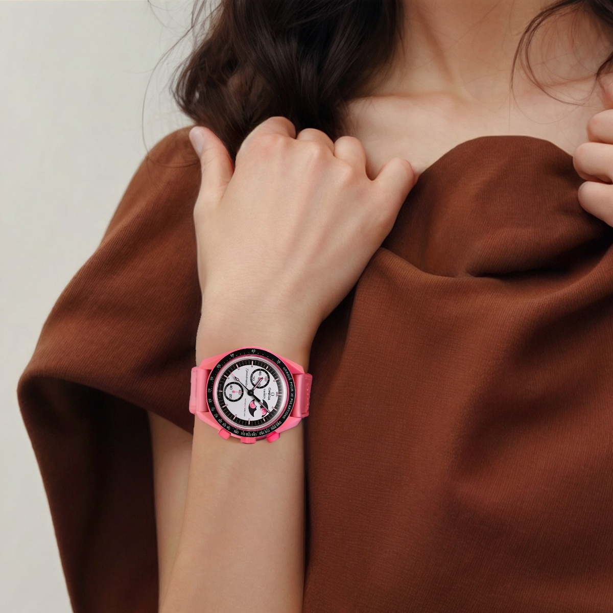 картинка Часы Swatch X Omega Moonswatch Mission To The Pink Moonphase от магазина Одежда+