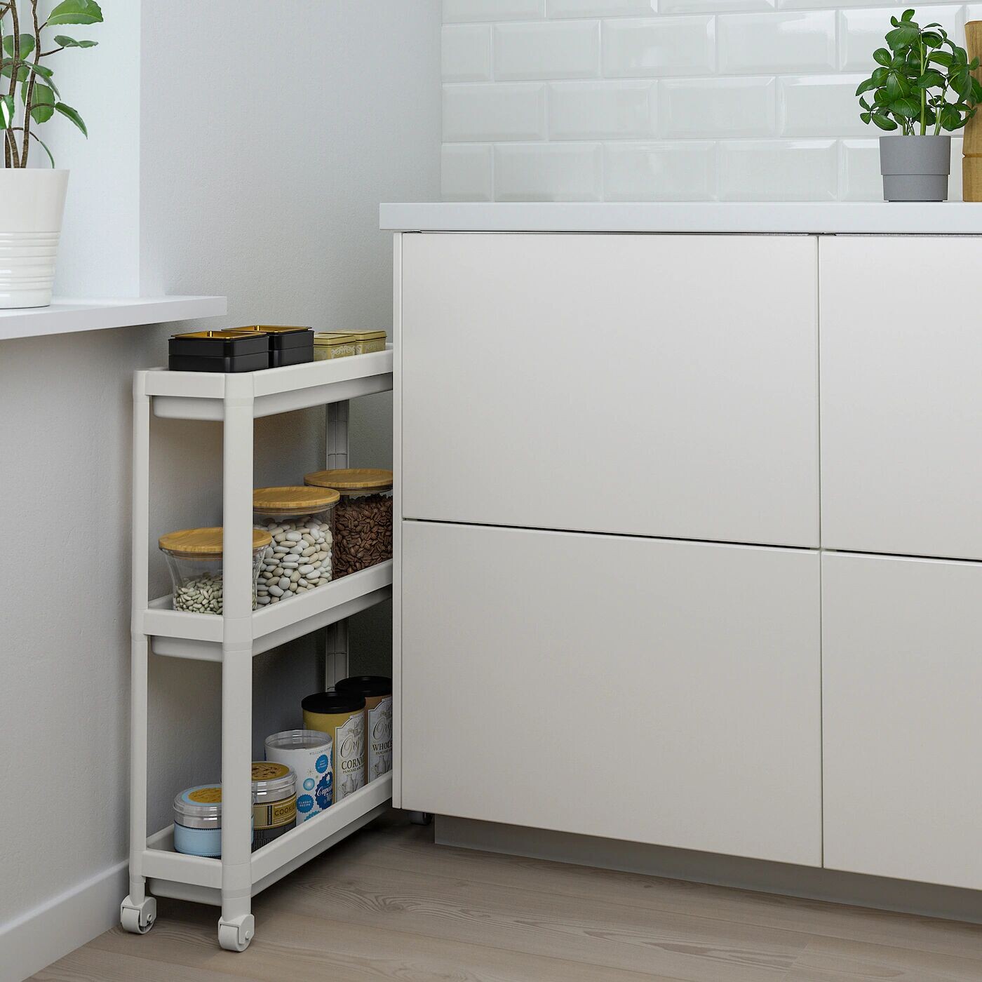 картинка Тележка, белая, 54x18x71 см, VESKEN IKEA от магазина Одежда+