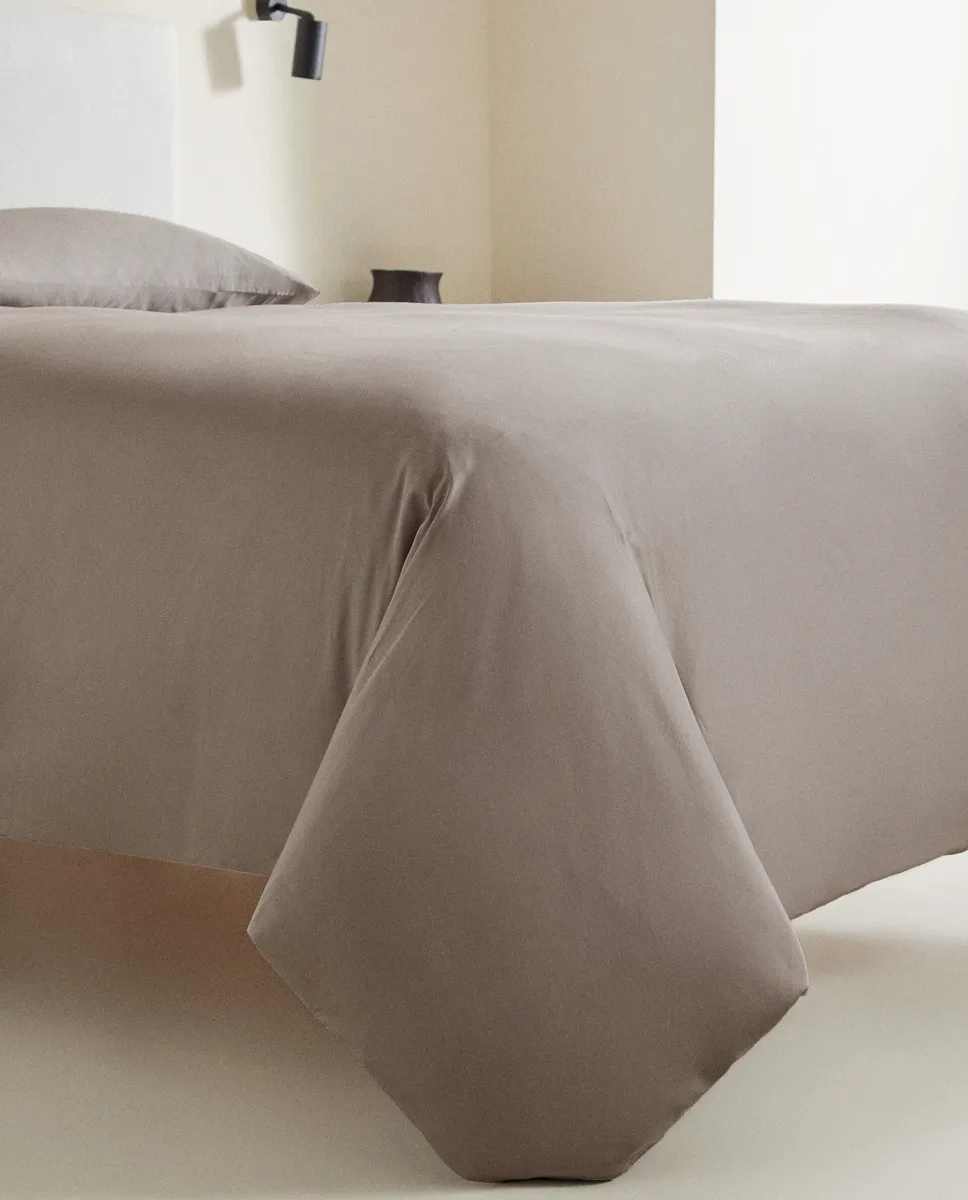 картинка (300 нитей) пододеяльник из сатина Zara Home, бежевый от магазина Одежда+