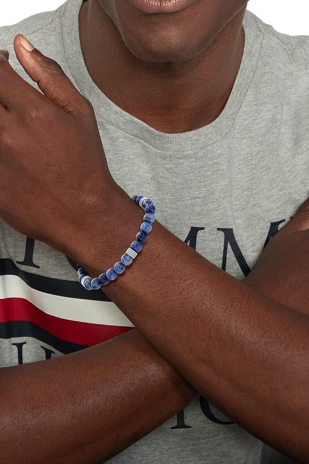 картинка Мужской браслет Tommy Hilfiger из дерева и бусин, Blue Sodalite от магазина Одежда+
