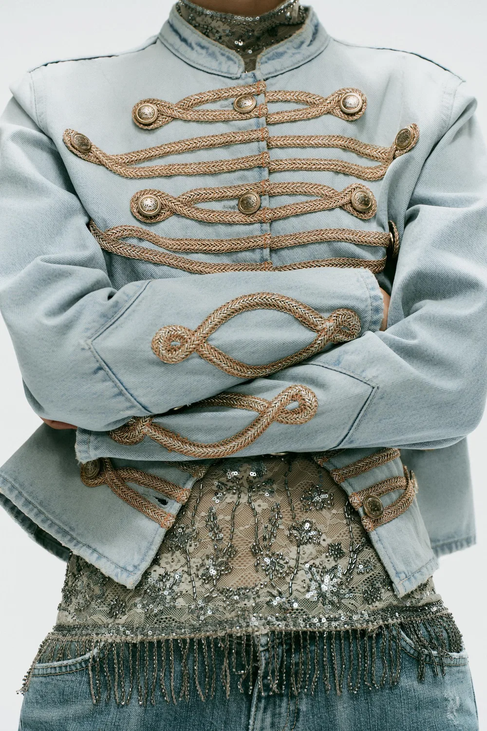 картинка Джинсовая куртка TRF на пуговицах ZARA, Light blue от магазина Одежда+