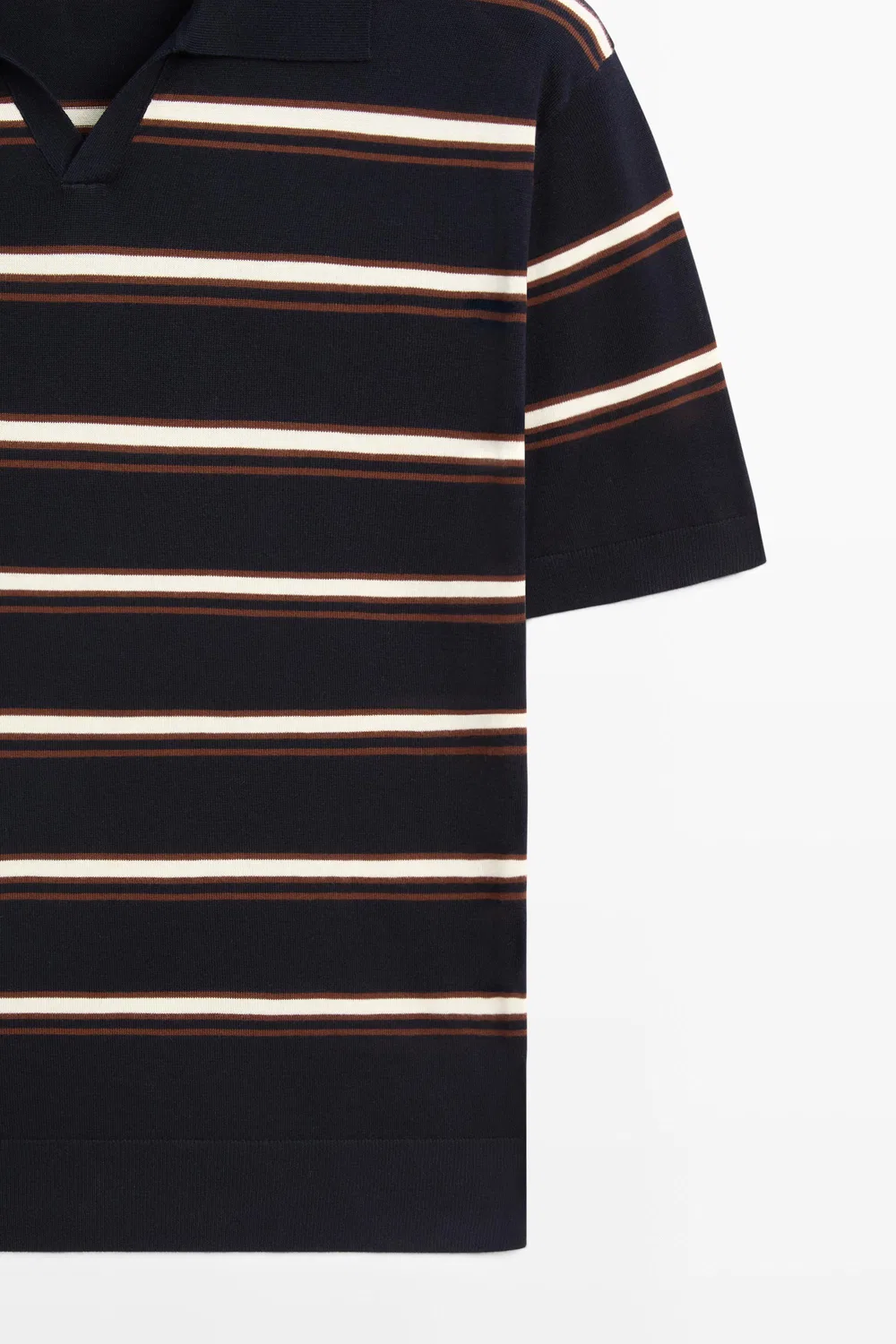 картинка Поло Massimo Dutti Striped V-Neck Knit Shirt, темно-синий от магазина Одежда+