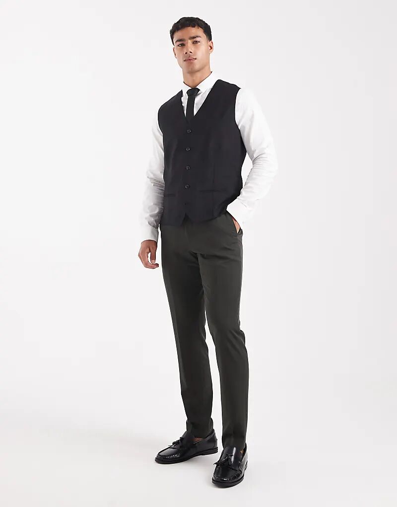 картинка Жилет Jack & Jones облегающего кроя из шерстяной смеси черного цвета от магазина Одежда+