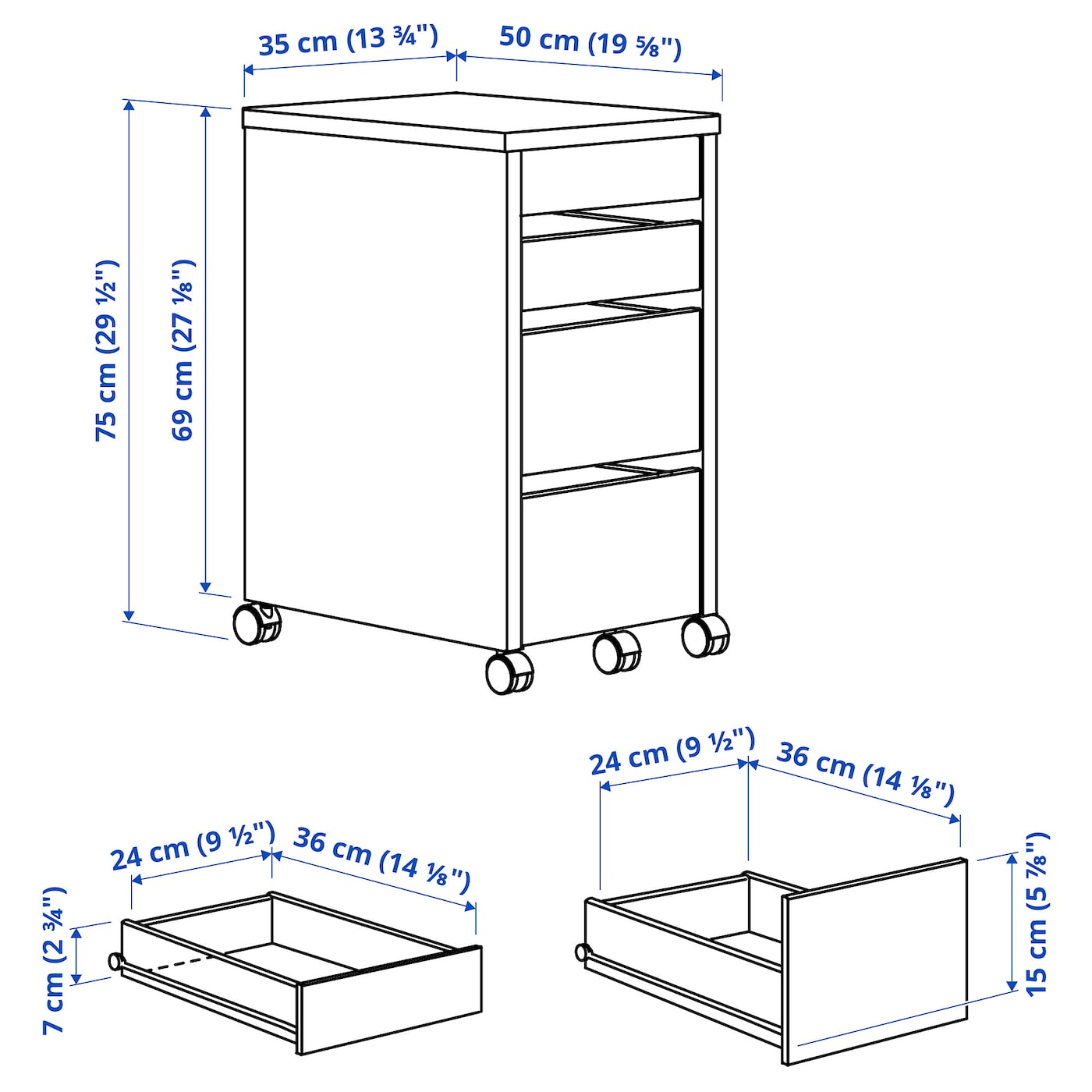 картинка Тумба IKEA Micke, 35х75 см, белый от магазина Одежда+