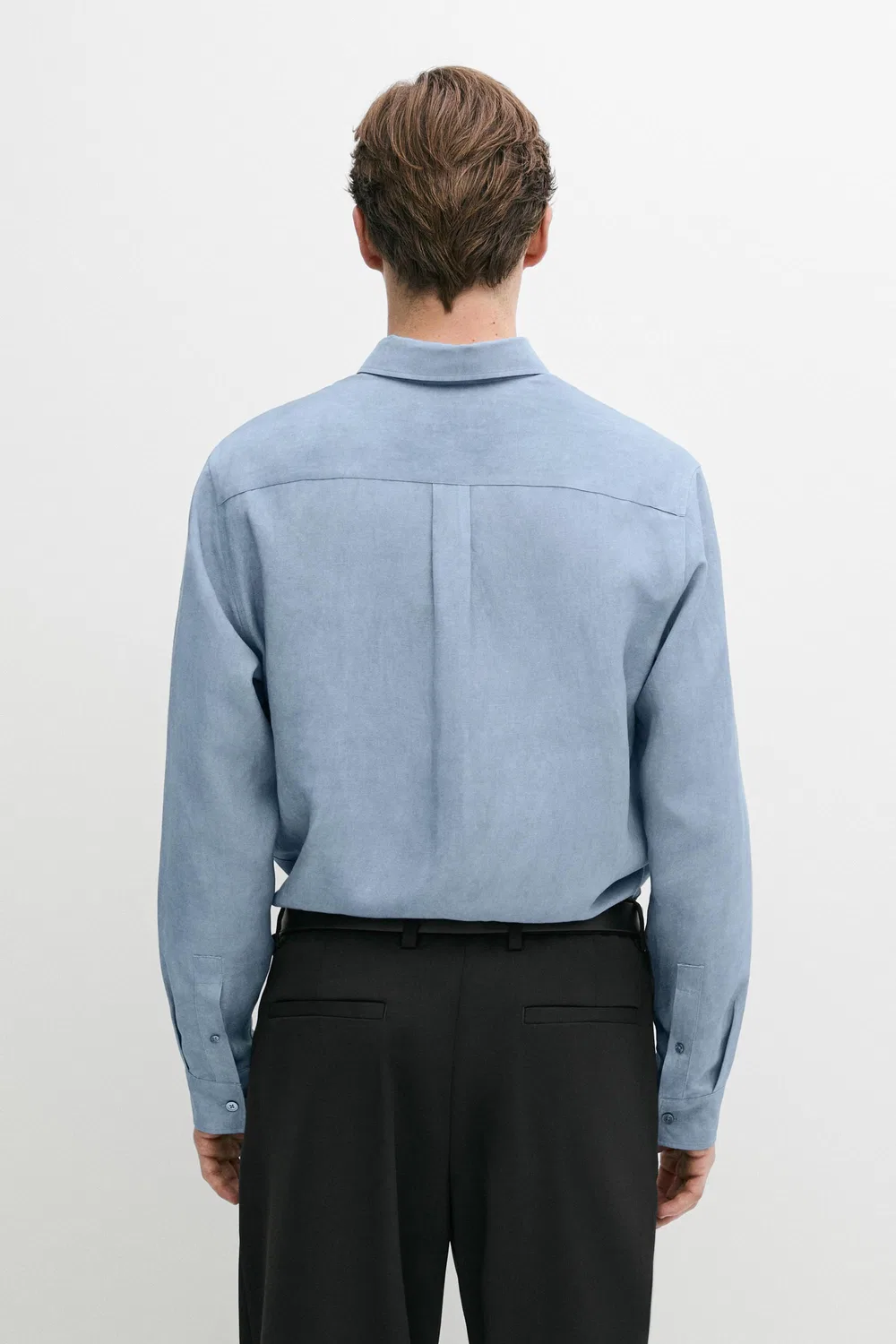 картинка Рубашка Massimo Dutti Flowing Regular Fit Lyocell-Linen, синий от магазина Одежда+