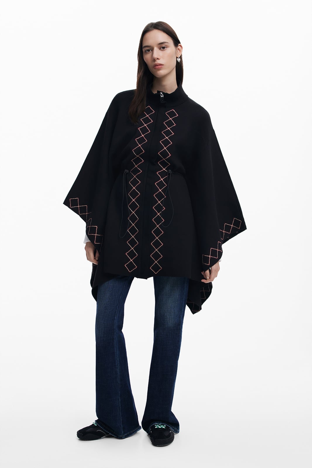 картинка Пончо «Зигзаг» Desigual, Gray/Black/2000 от магазина Одежда+