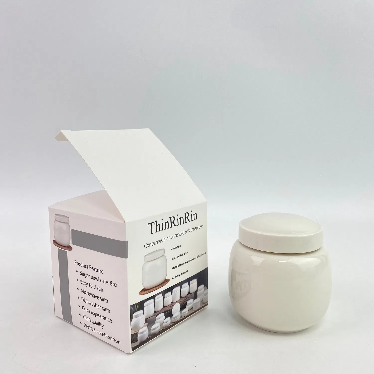картинка Сахарница керамическая, 8 унций, ThinRinRin, white от магазина Одежда+