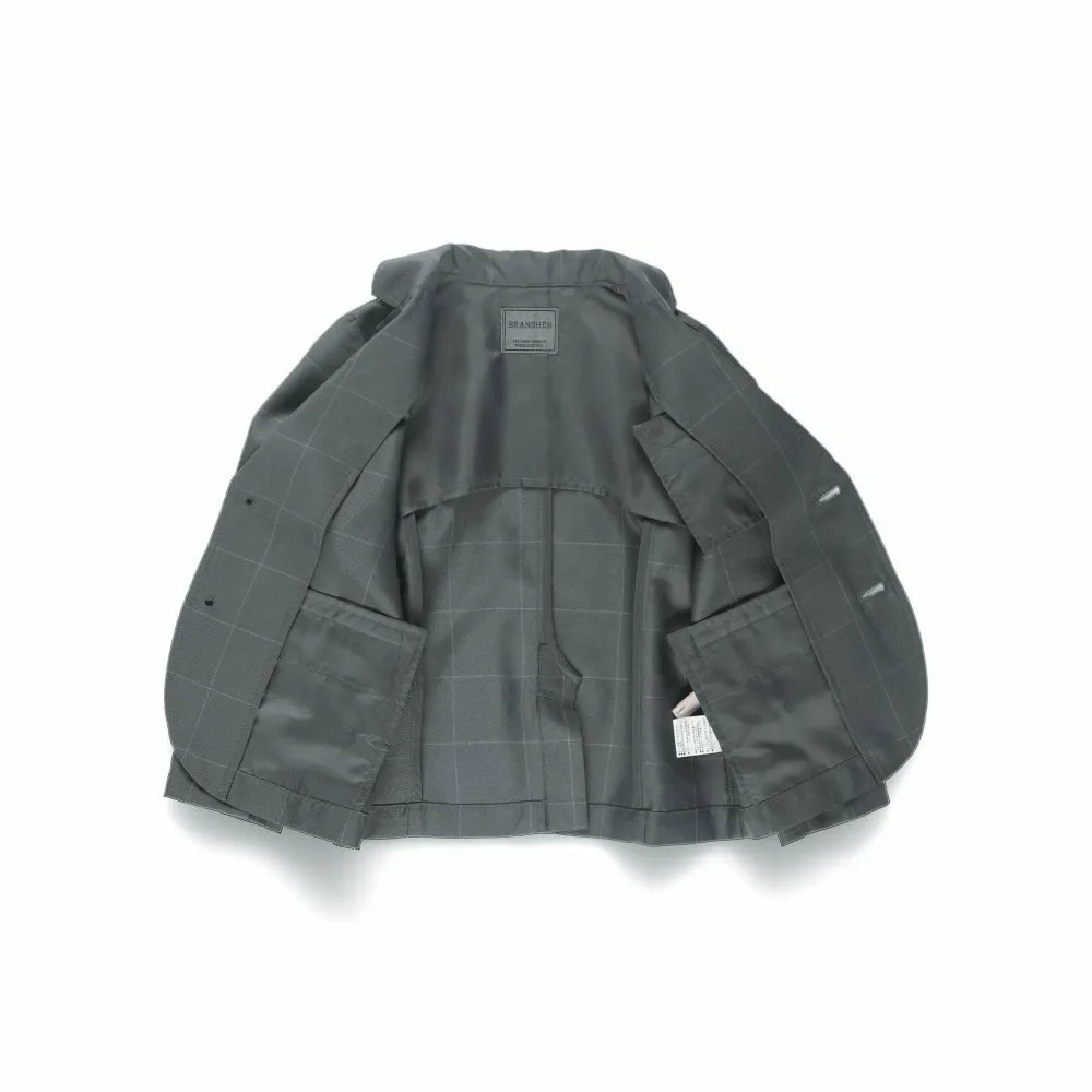 картинка Серый клетчатый пиджак + длинные брюки + белая рубашка Branshes, Charcoal Gray от магазина Одежда+