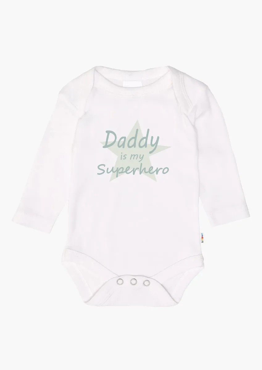 картинка Боди Liliput "Superhero / Superbaby", с кнопками в промежности, белый от магазина Одежда+